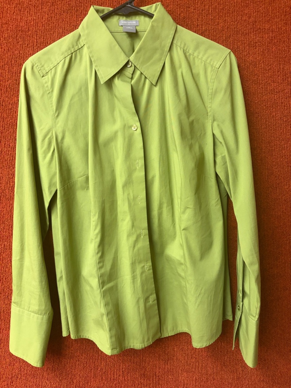 Ann Taylor Lime Green Button-Front Blouse
